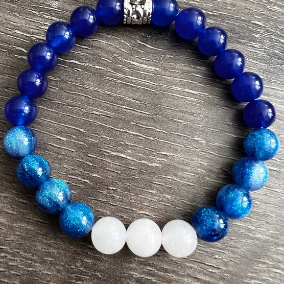 Natural Gemstone Bracelets Blue Jade, Moonstone - Picture 1 of 6